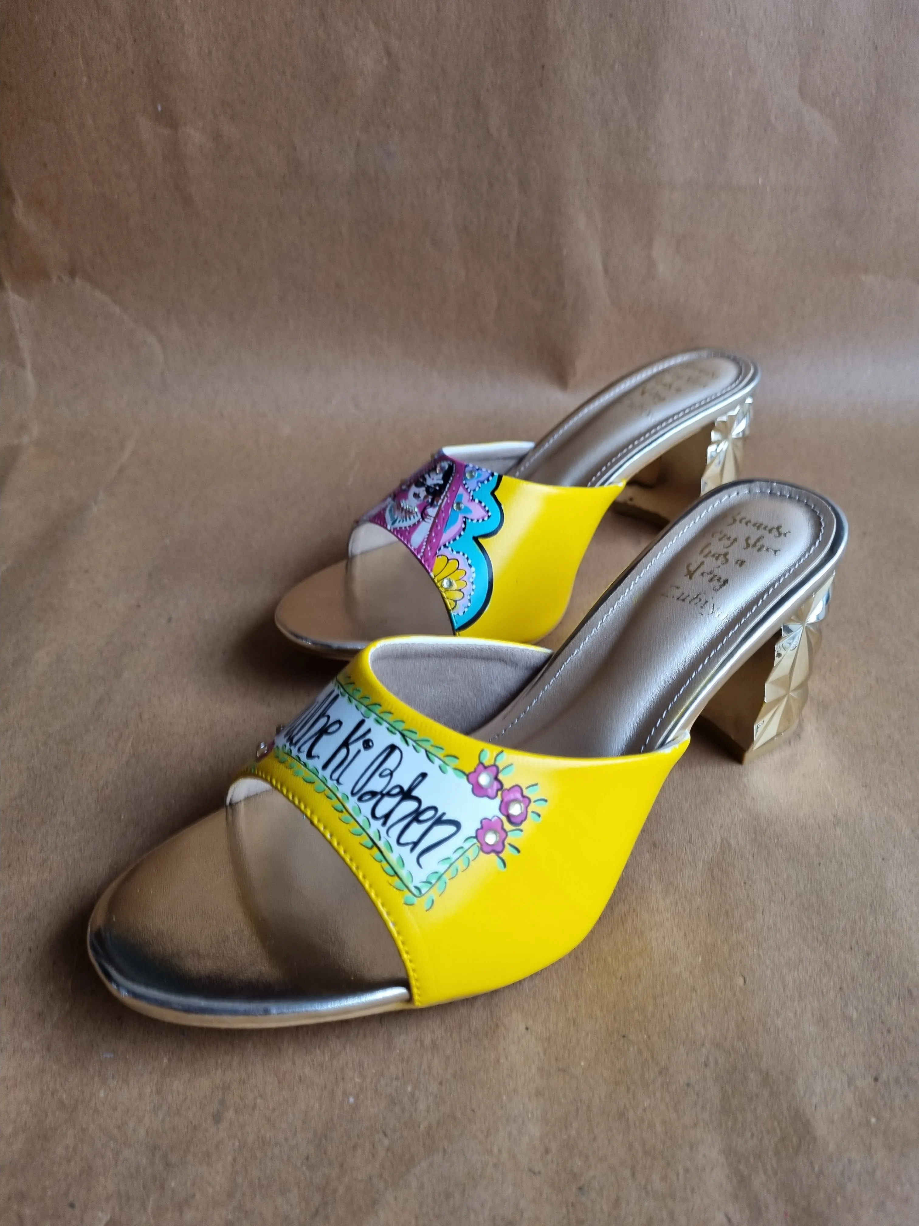 3 inch yellow swag dulhan heels