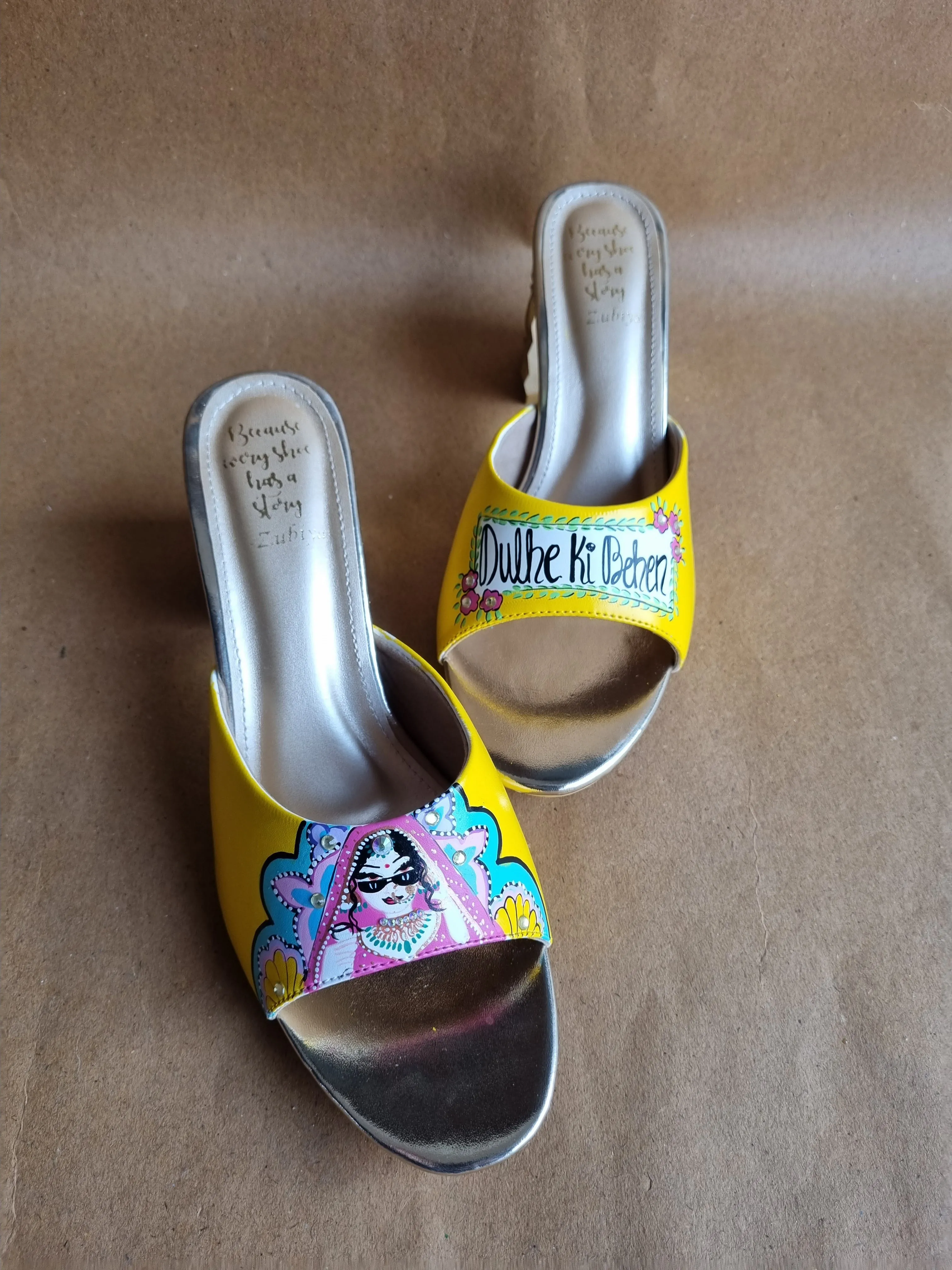 3 inch yellow swag dulhan heels
