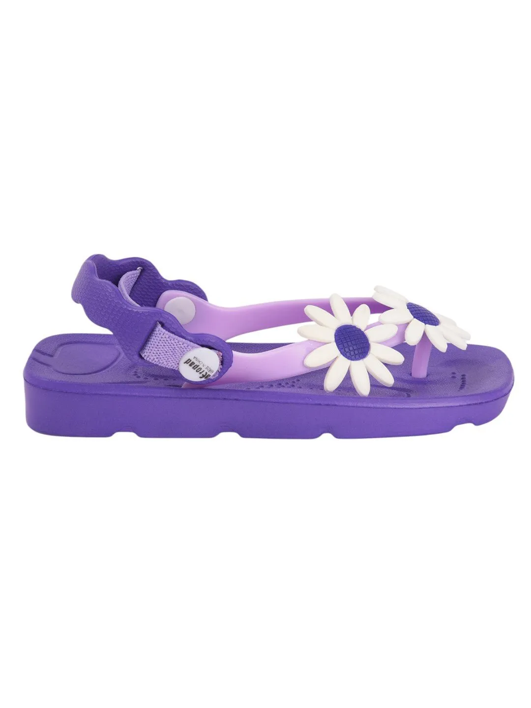 Adorable Daisy Design Sandals for Girls - Purple and White