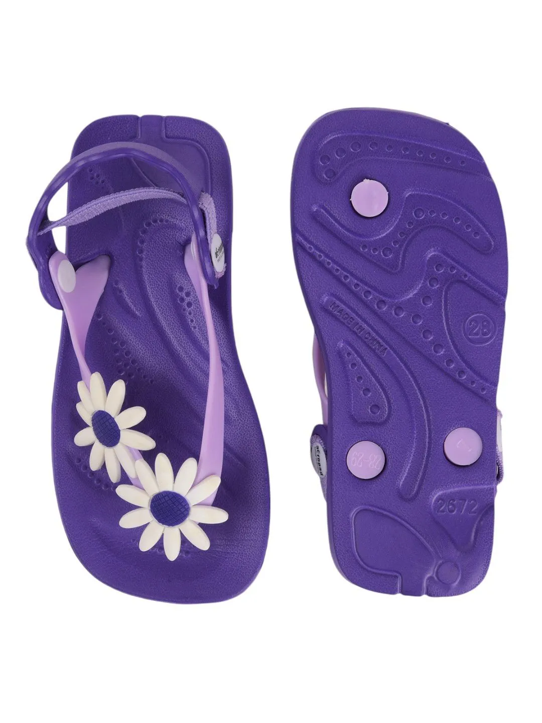 Adorable Daisy Design Sandals for Girls - Purple and White