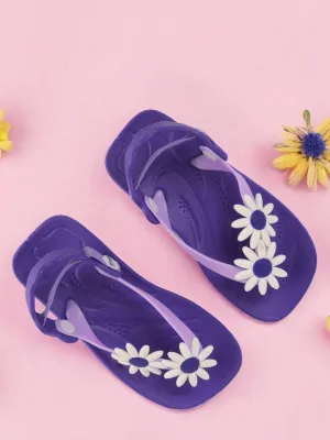 Adorable Daisy Design Sandals for Girls - Purple and White
