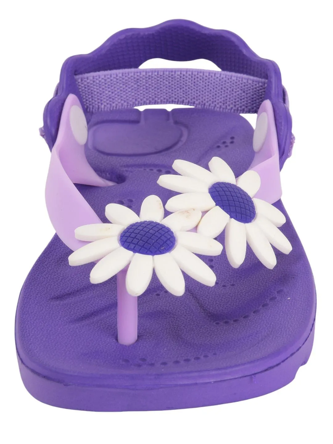 Adorable Daisy Design Sandals for Girls - Purple and White