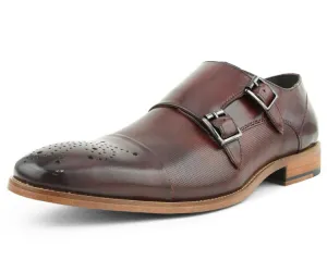 Asher Green Ag1101 Men’s Burgundy Calf Leather Monk Strap