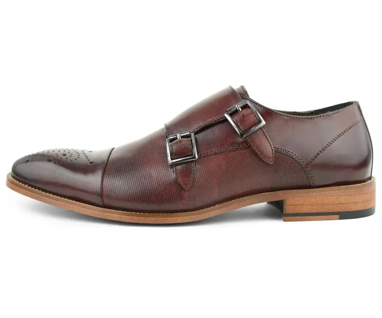 Asher Green Ag1101 Men’s Burgundy Calf Leather Monk Strap