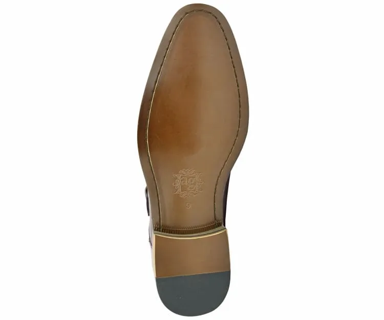 Asher Green Ag1101 Men’s Burgundy Calf Leather Monk Strap