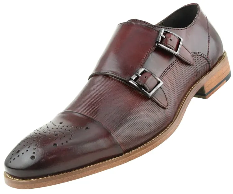 Asher Green Ag1101 Men’s Burgundy Calf Leather Monk Strap