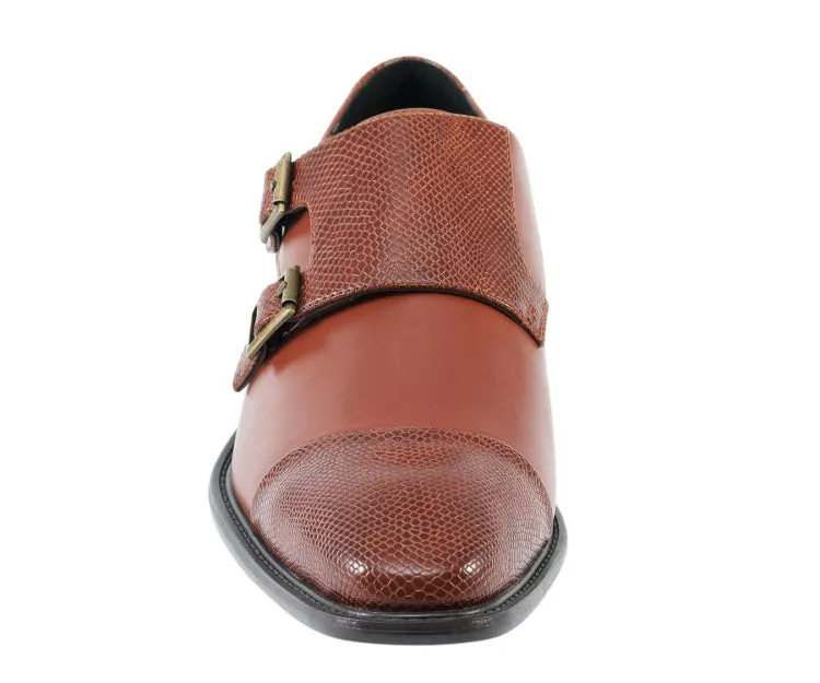 Bancroft Cognac Double Monk Strap Men's Leather Shoes
