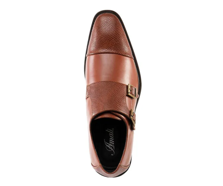 Bancroft Cognac Double Monk Strap Men's Leather Shoes