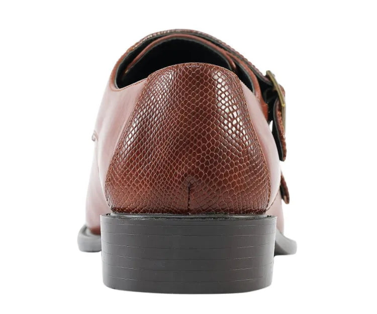 Bancroft Cognac Double Monk Strap Men's Leather Shoes
