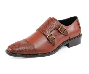 Bancroft Cognac Double Monk Strap Men's Leather Shoes