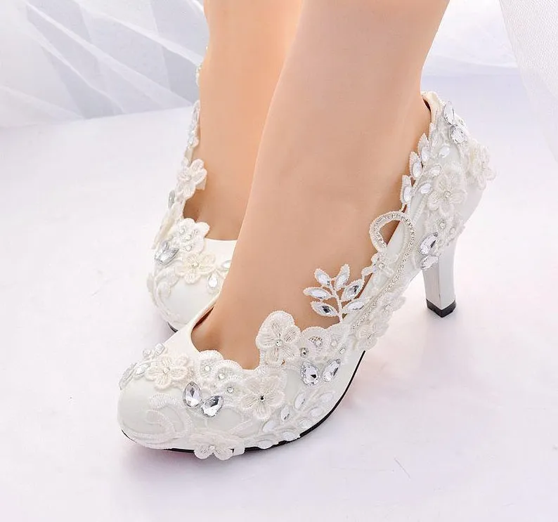 Bling Bridal Ellegant Lace and crystal Wedding Shoes
