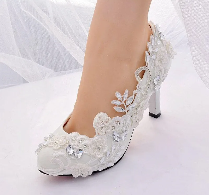 Bling Bridal Ellegant Lace and crystal Wedding Shoes