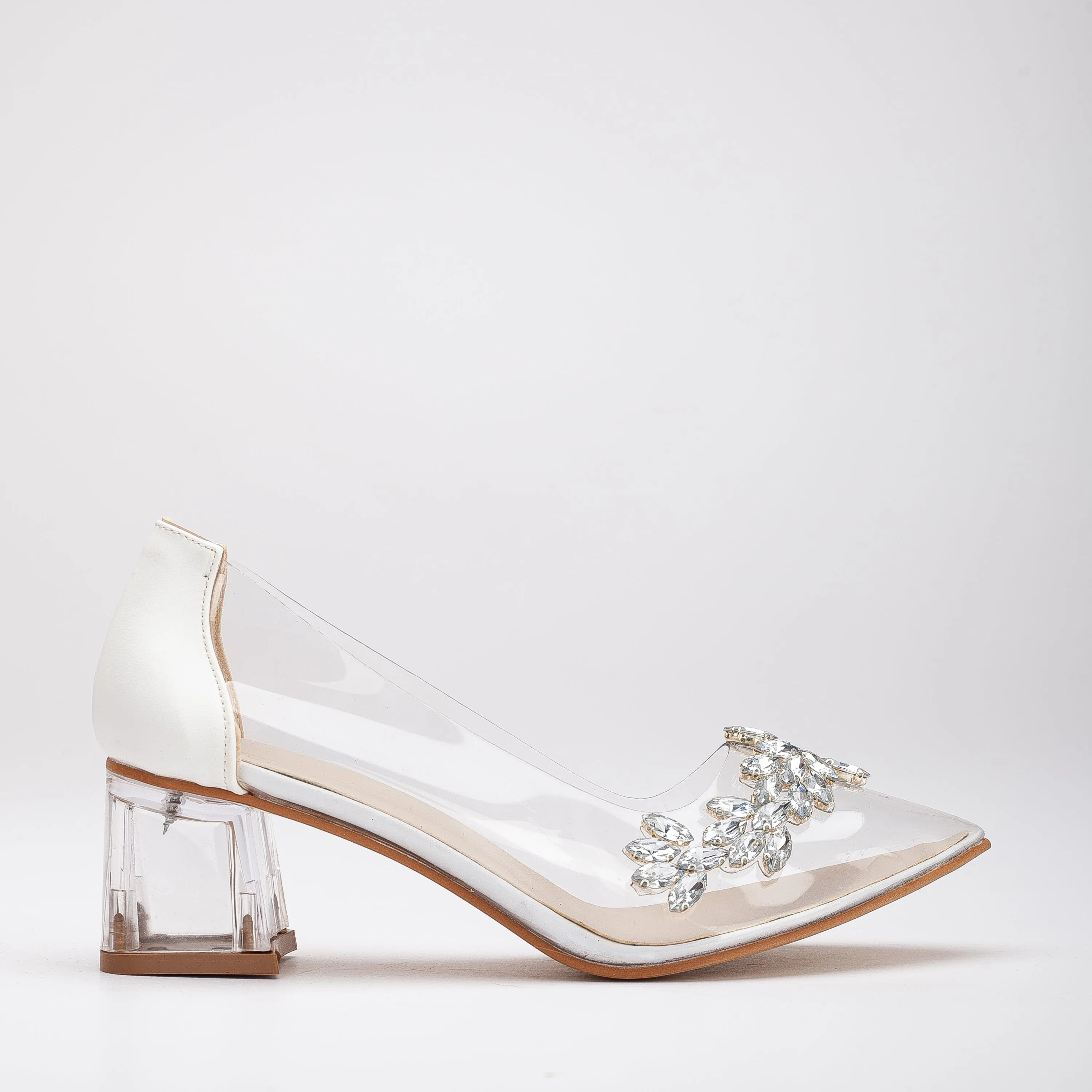 Cindy - Cinderella Shoes Low White Heel