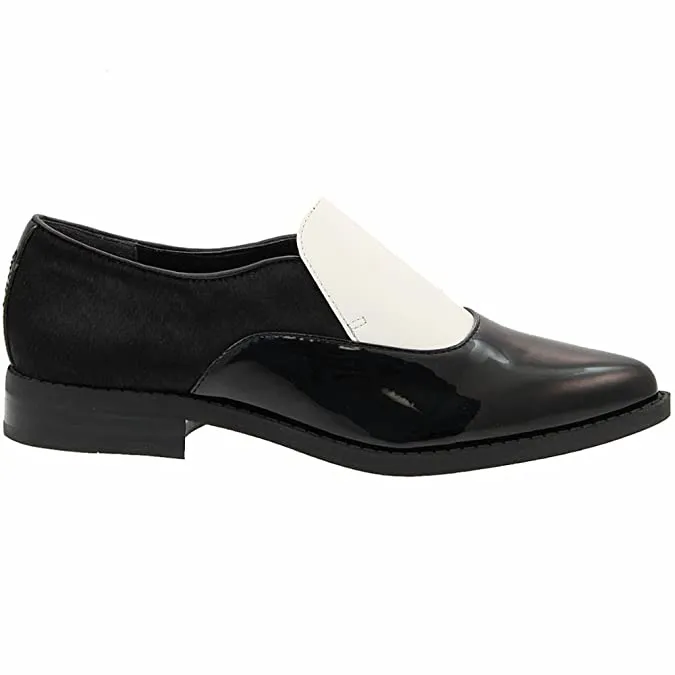 Circus by Sam Edelman Farrah Snow White/Black Slip-On Pointed-Toe Synthetic Loafers Flats
