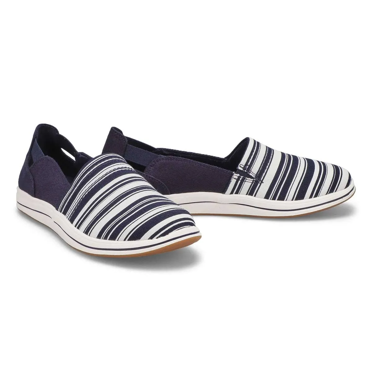 Clarks Women's Breeze Step Slip Ons- Navy/ White