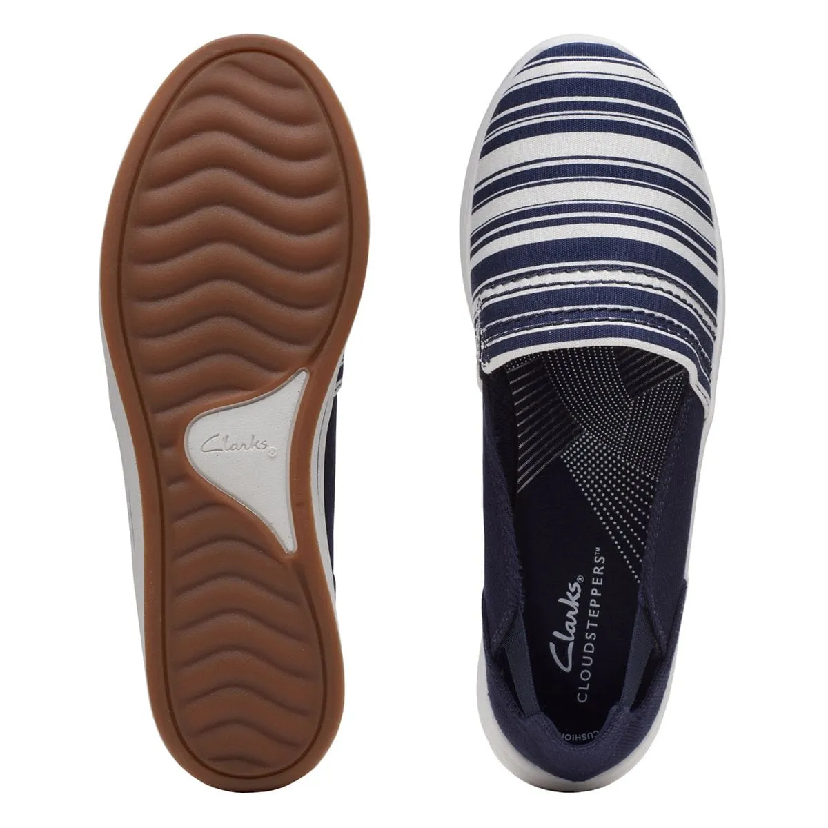 Clarks Women's Breeze Step Slip Ons- Navy/ White