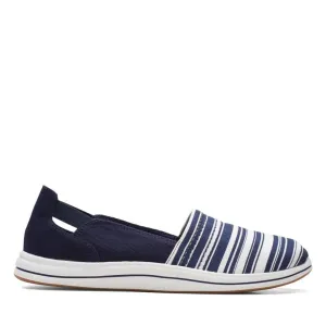 Clarks Women's Breeze Step Slip Ons- Navy/ White