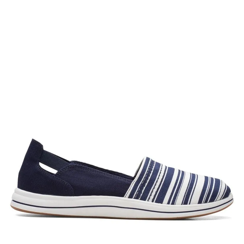Clarks Women's Breeze Step Slip Ons- Navy/ White