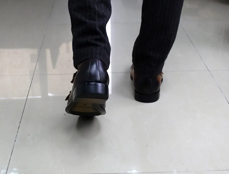 Classic Hand Painted Double Monk Strap Men Shoes