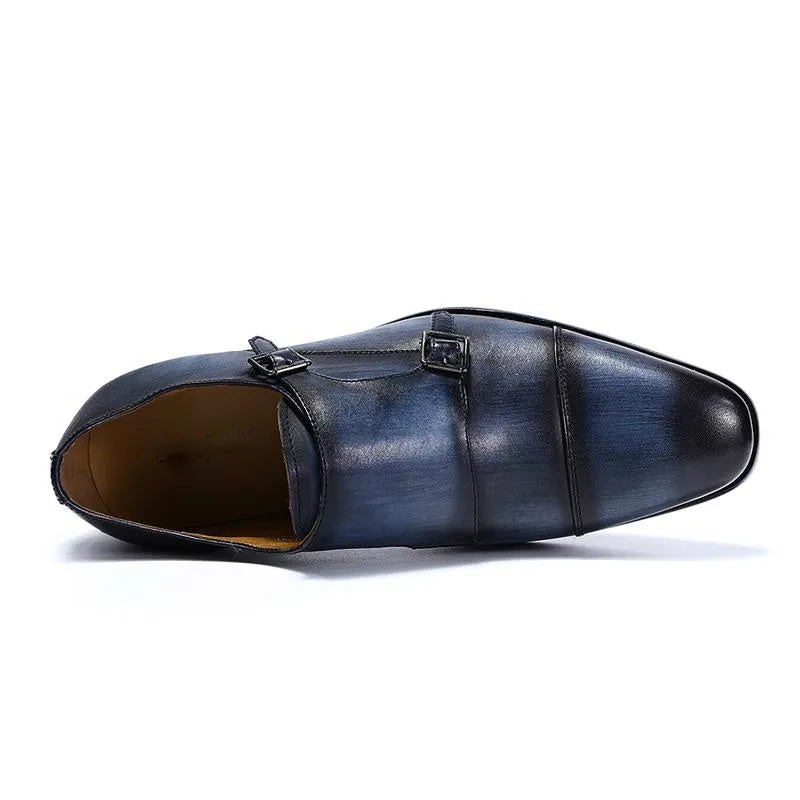 Classic Hand Painted Double Monk Strap Men Shoes