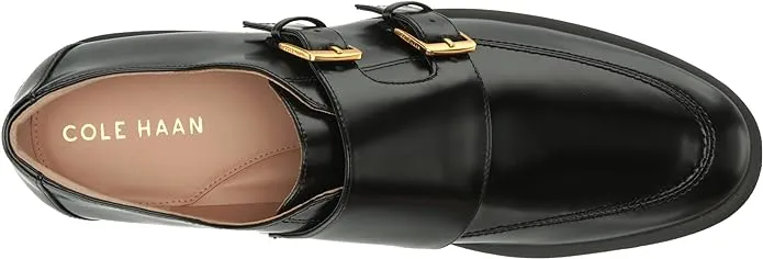 Cole Haan Greenwich Monk Strap Black Leather Round Toe Waterproof Oxford Loafers