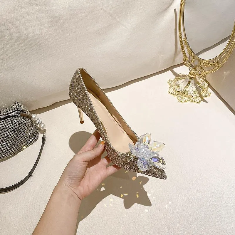 Crystal Rhinestones Bridal Pumps Evening Heels