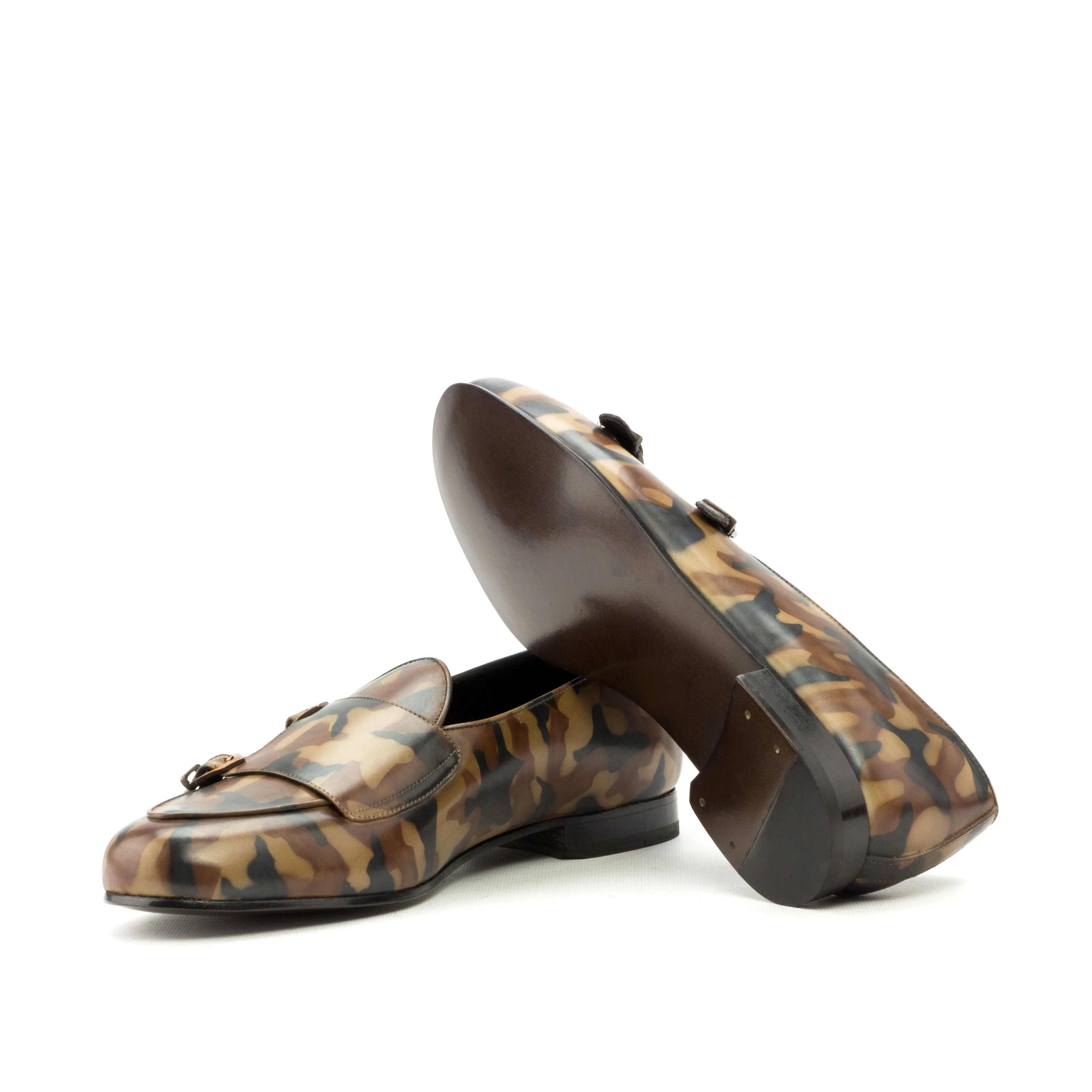 DapperFam Rialto in Brown Men's Hand-Painted Patina Monk Slipper