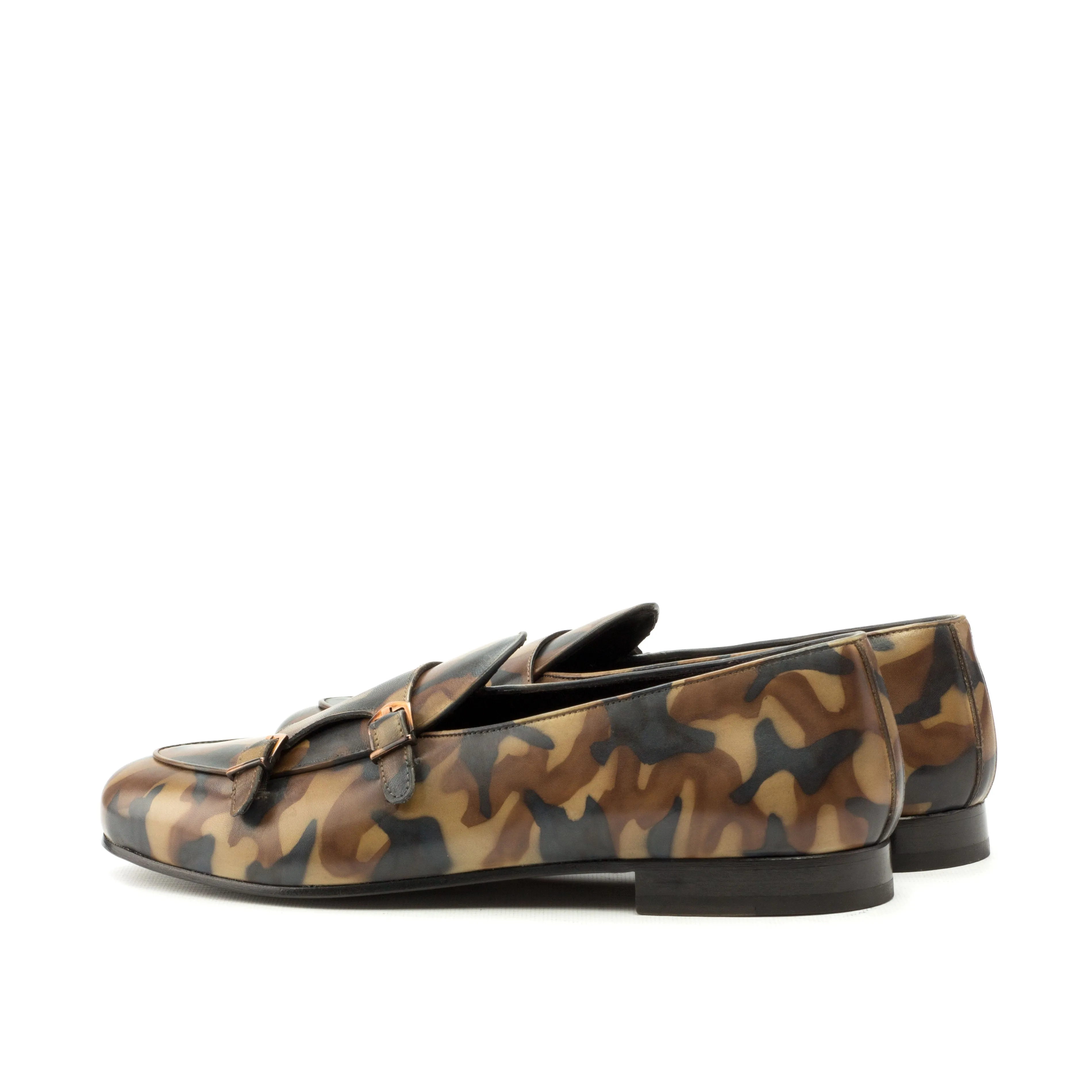 DapperFam Rialto in Brown Men's Hand-Painted Patina Monk Slipper