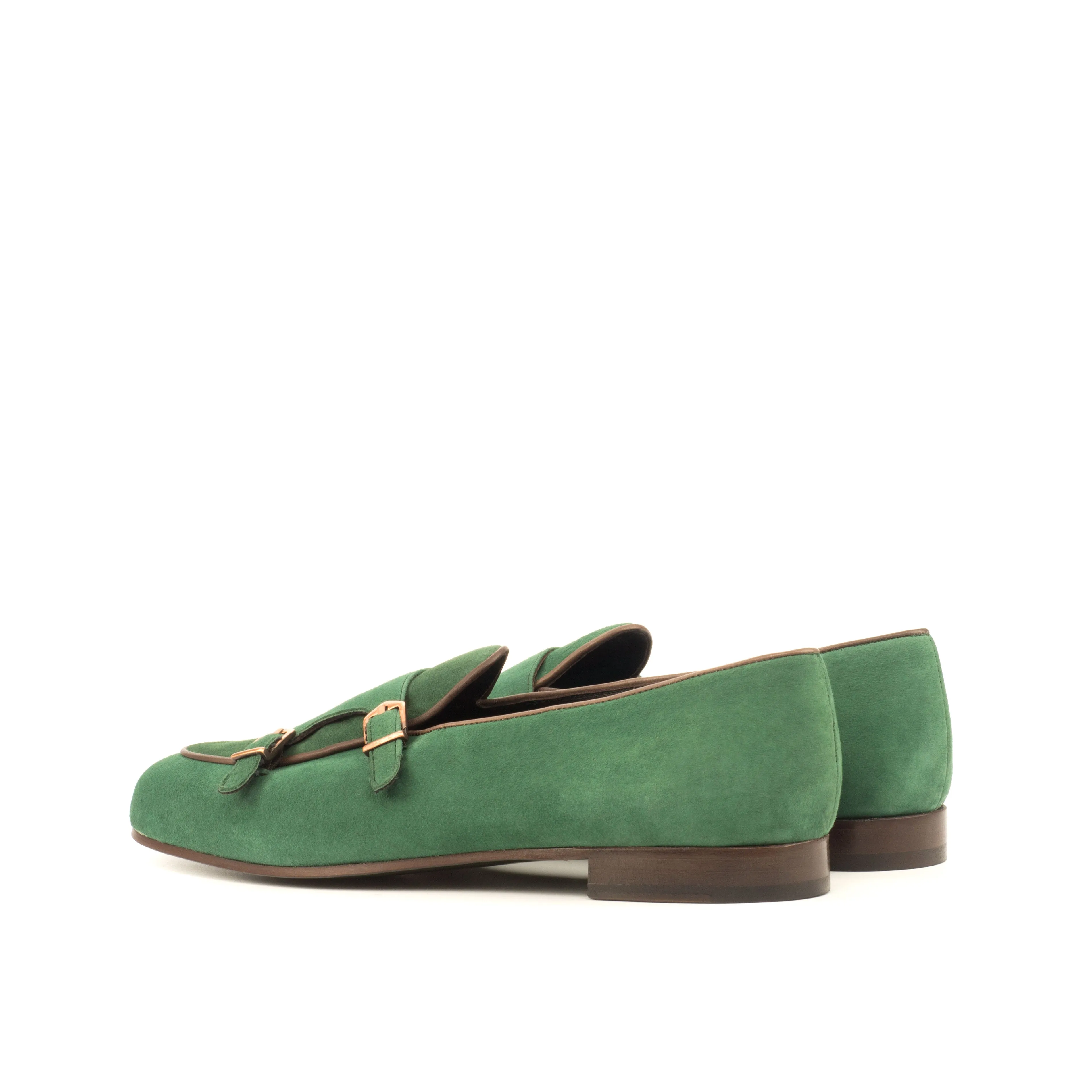 DapperFam Rialto in Forest / Dark Brown Men's Suede & Italian Leather Monk Slipper