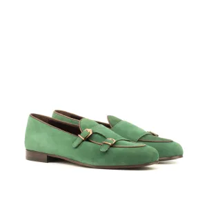 DapperFam Rialto in Forest / Dark Brown Men's Suede & Italian Leather Monk Slipper