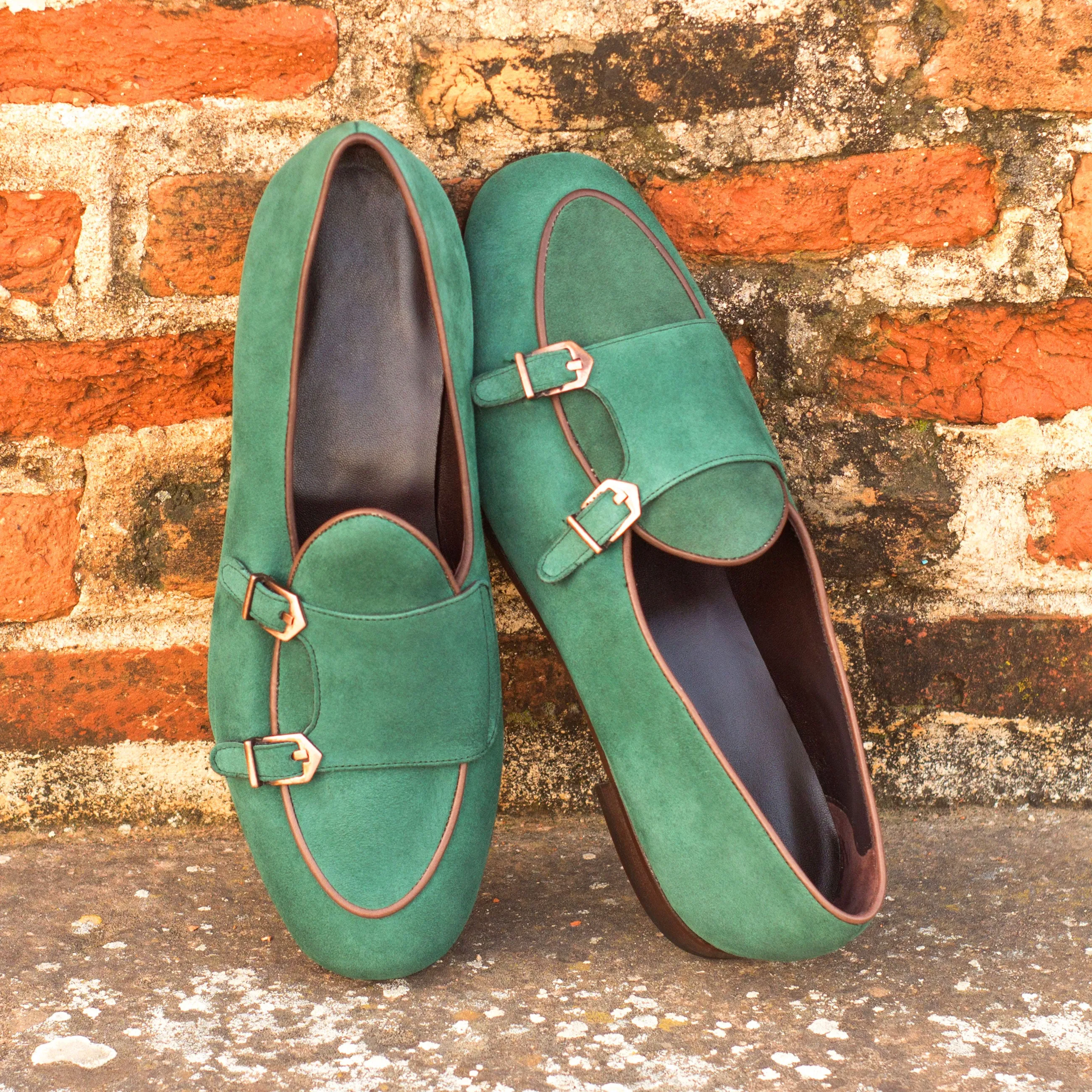DapperFam Rialto in Forest / Dark Brown Men's Suede & Italian Leather Monk Slipper