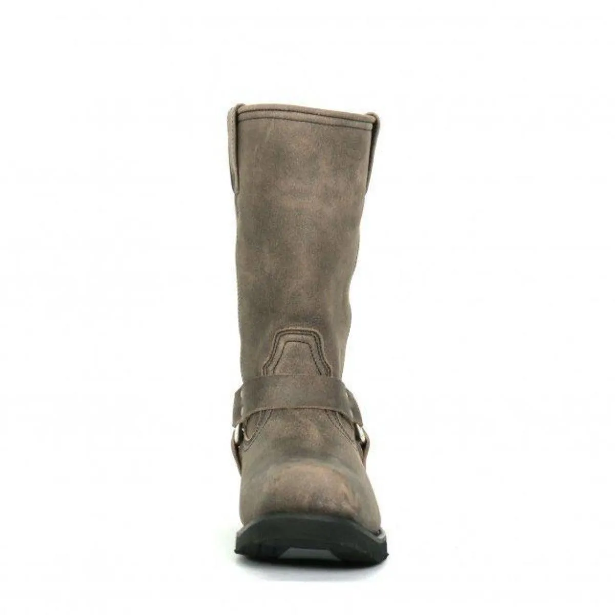 Hot Leathers Men's 11" Tall Harness Boots Stone-Wash Brown