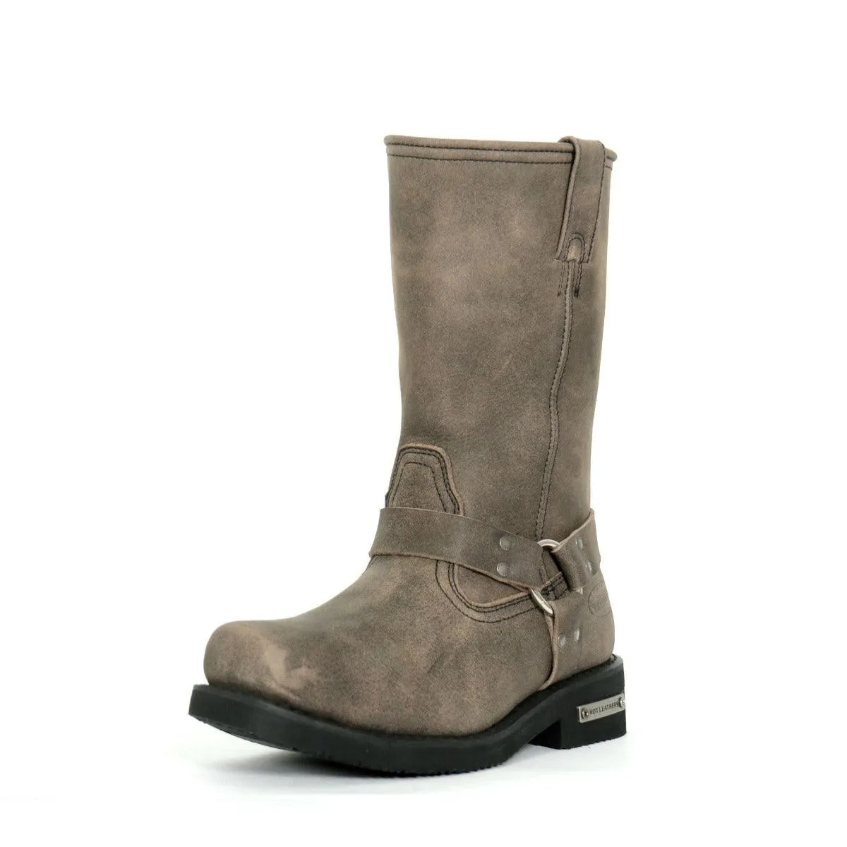 Hot Leathers Men's 11" Tall Harness Boots Stone-Wash Brown