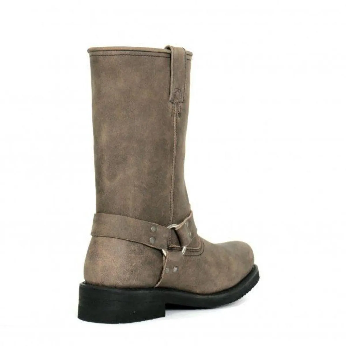 Hot Leathers Men's 11" Tall Harness Boots Stone-Wash Brown