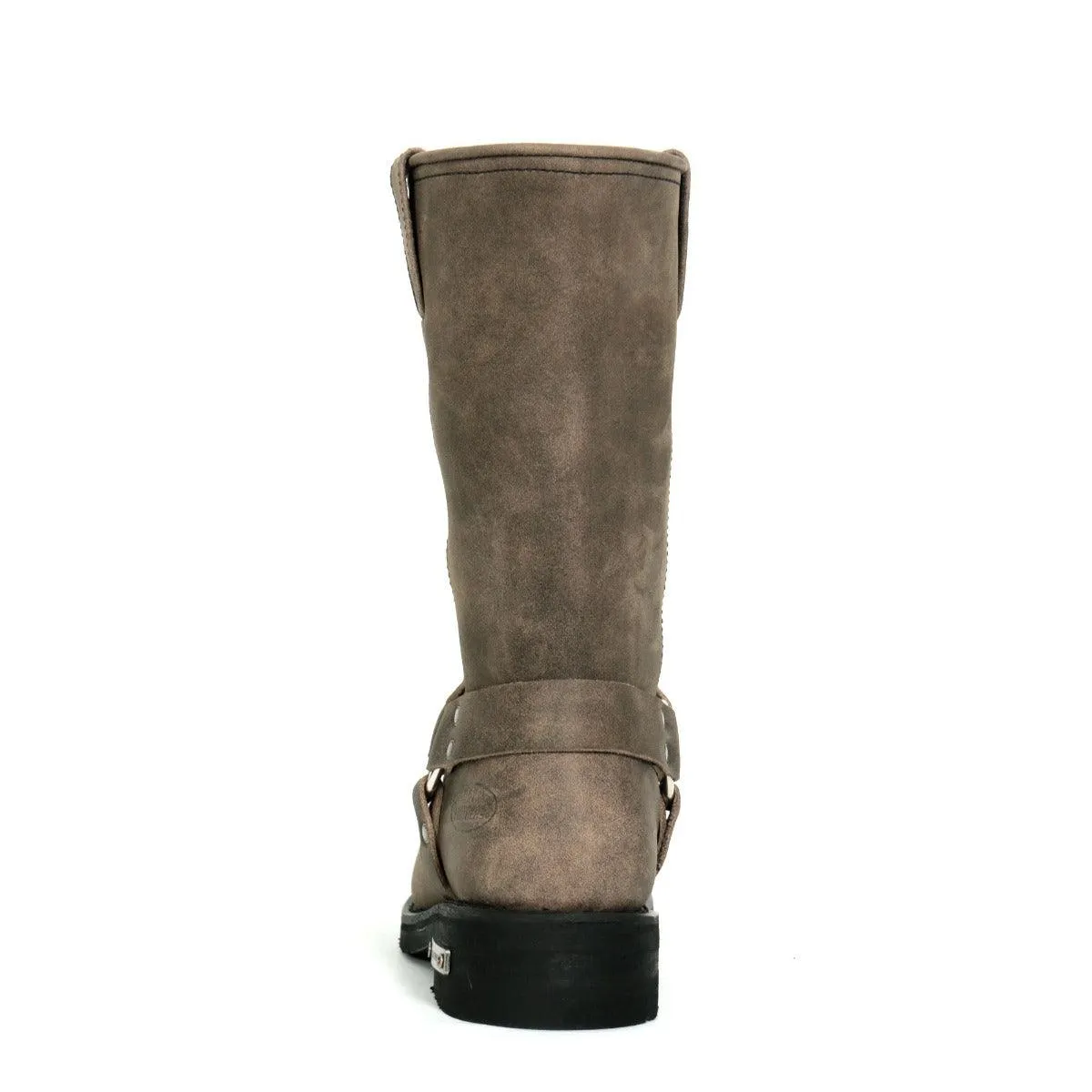 Hot Leathers Men's 11" Tall Harness Boots Stone-Wash Brown