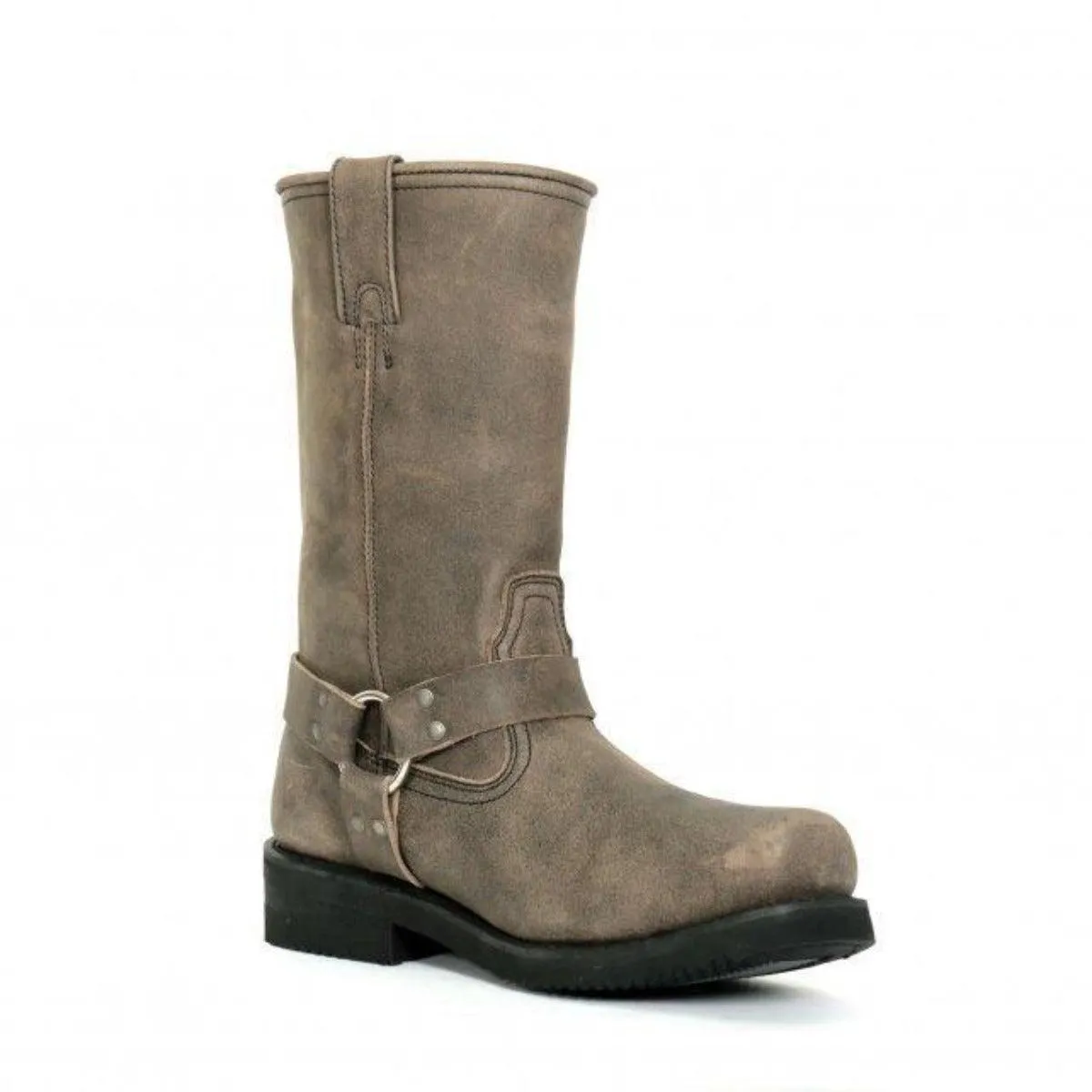 Hot Leathers Men's 11" Tall Harness Boots Stone-Wash Brown