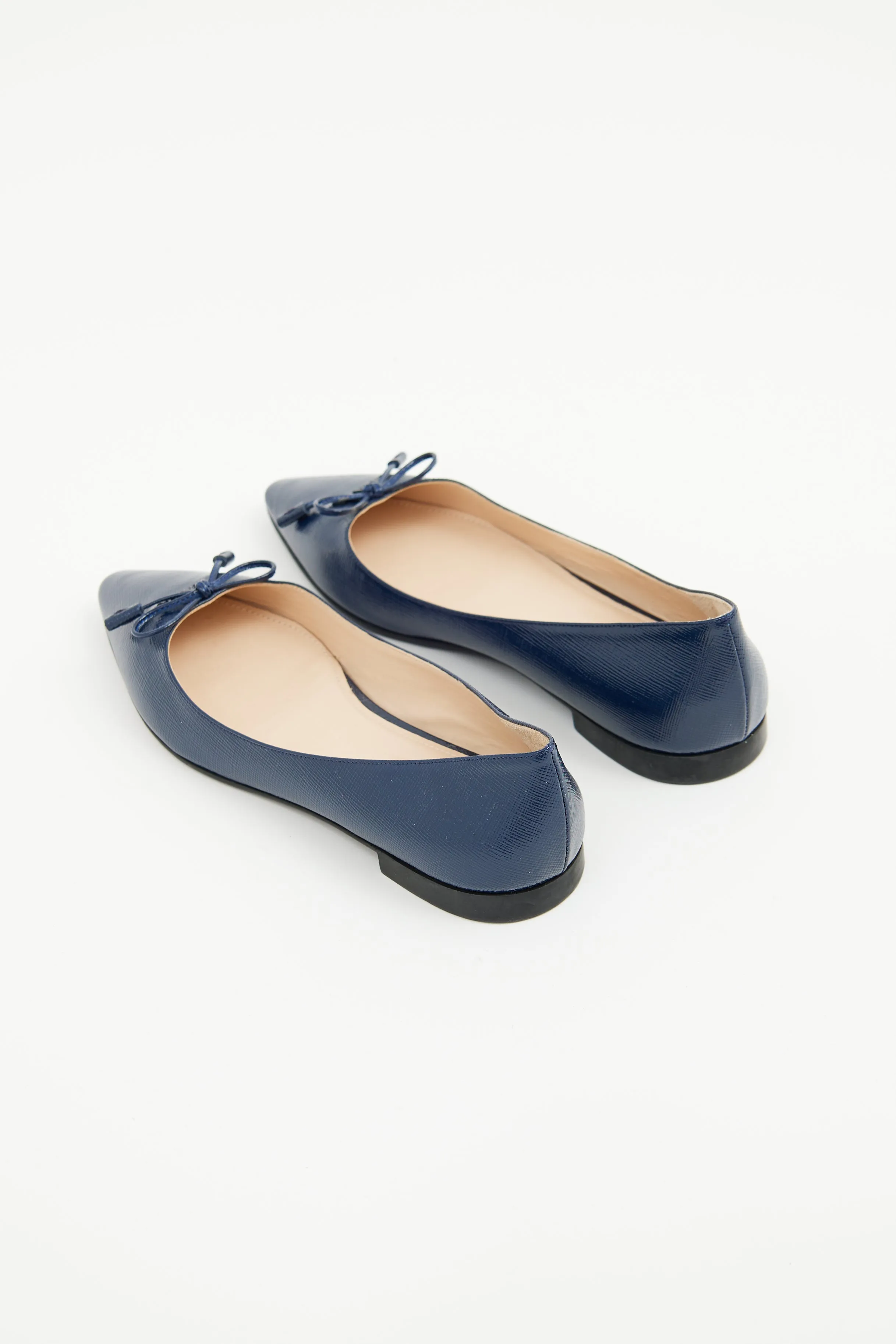 Navy Coated Saffiano Ballet Flat