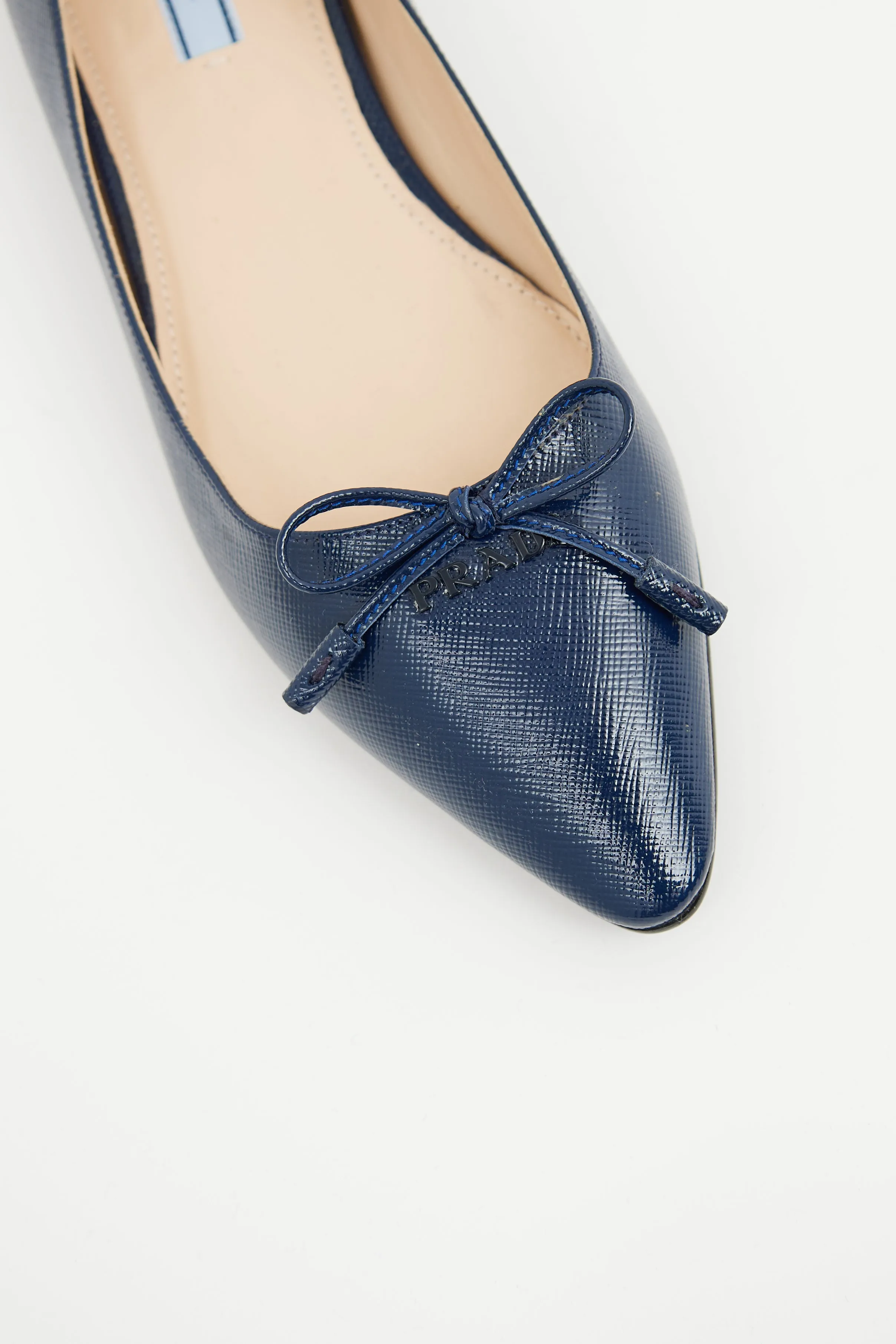 Navy Coated Saffiano Ballet Flat