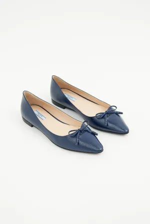 Navy Coated Saffiano Ballet Flat
