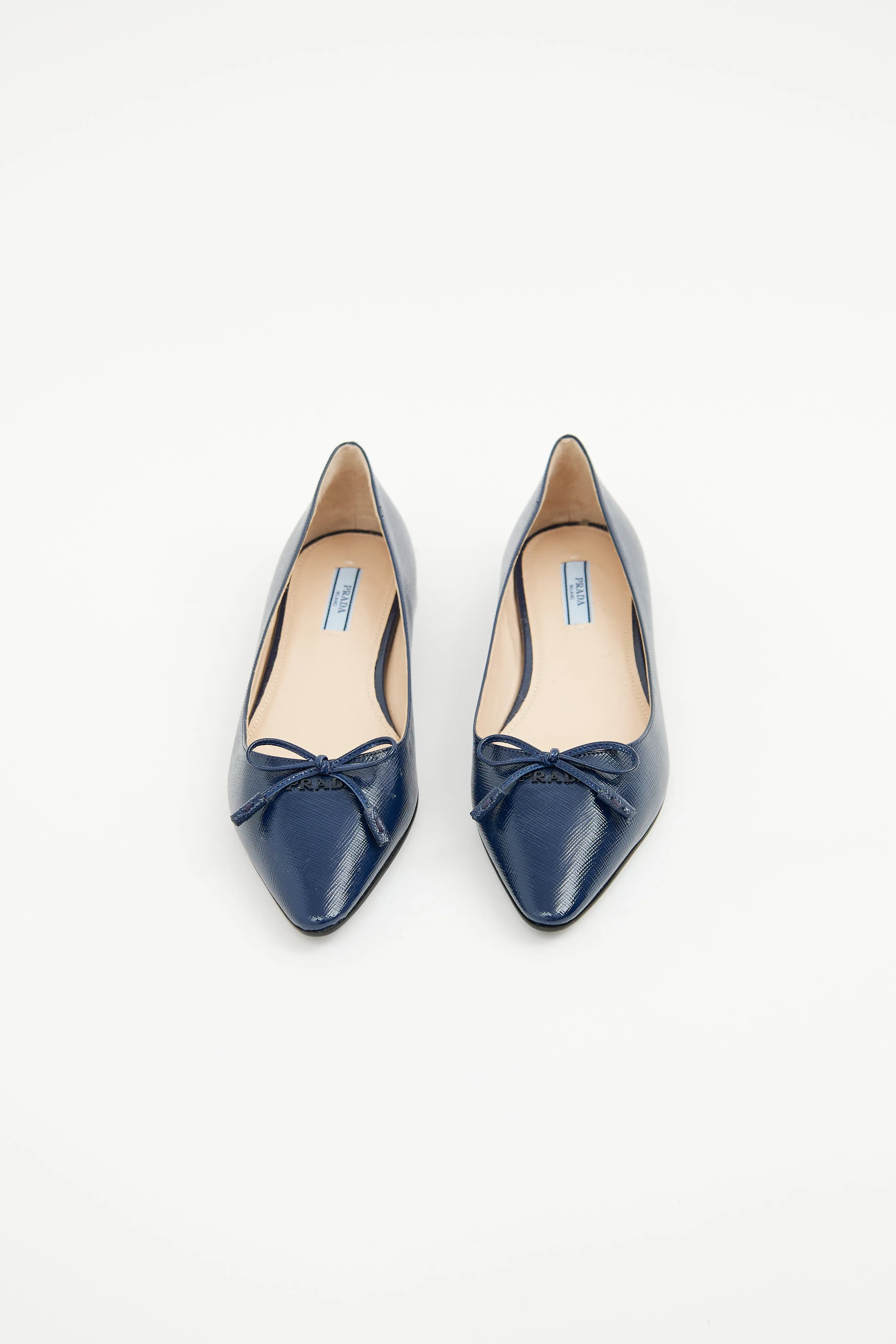 Navy Coated Saffiano Ballet Flat