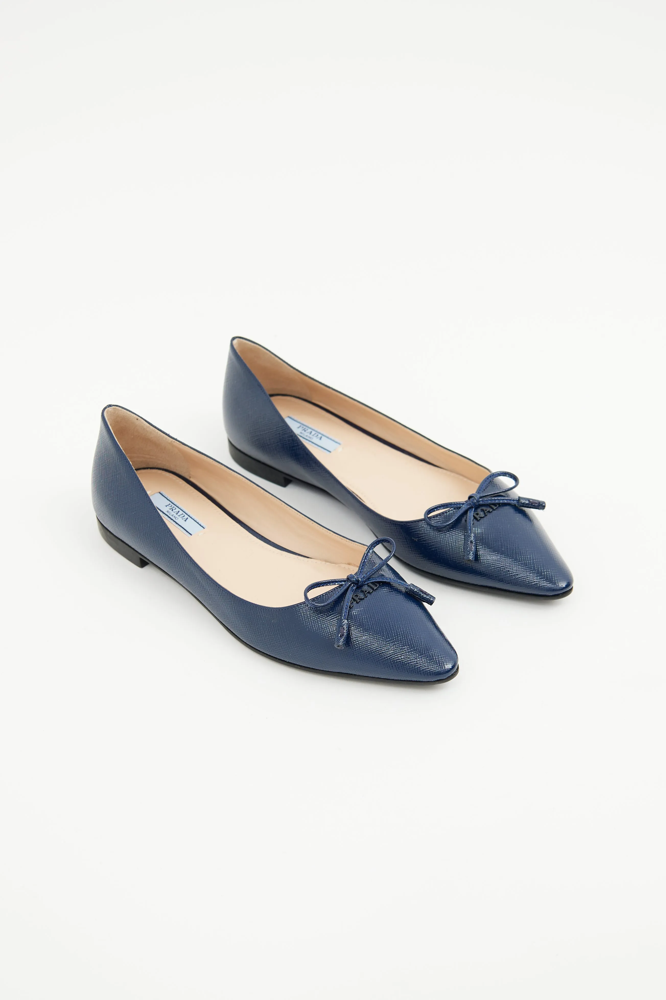 Navy Coated Saffiano Ballet Flat