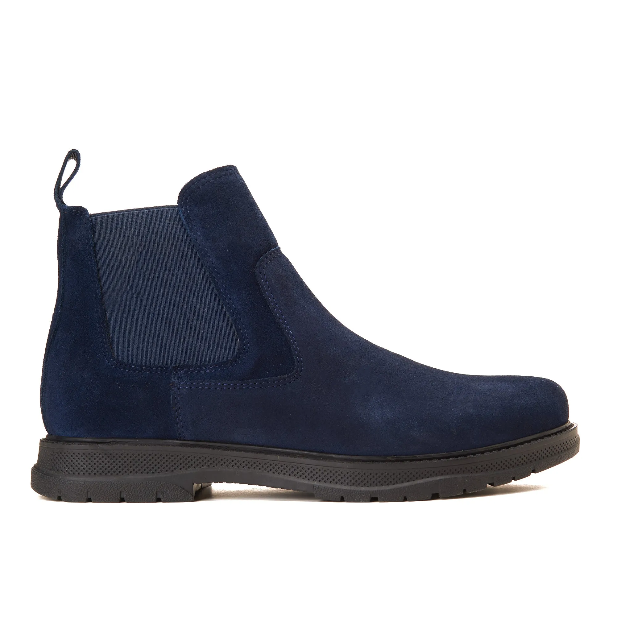 Plain Suede Genuine Leather Chelsea Boots - Dark Blue