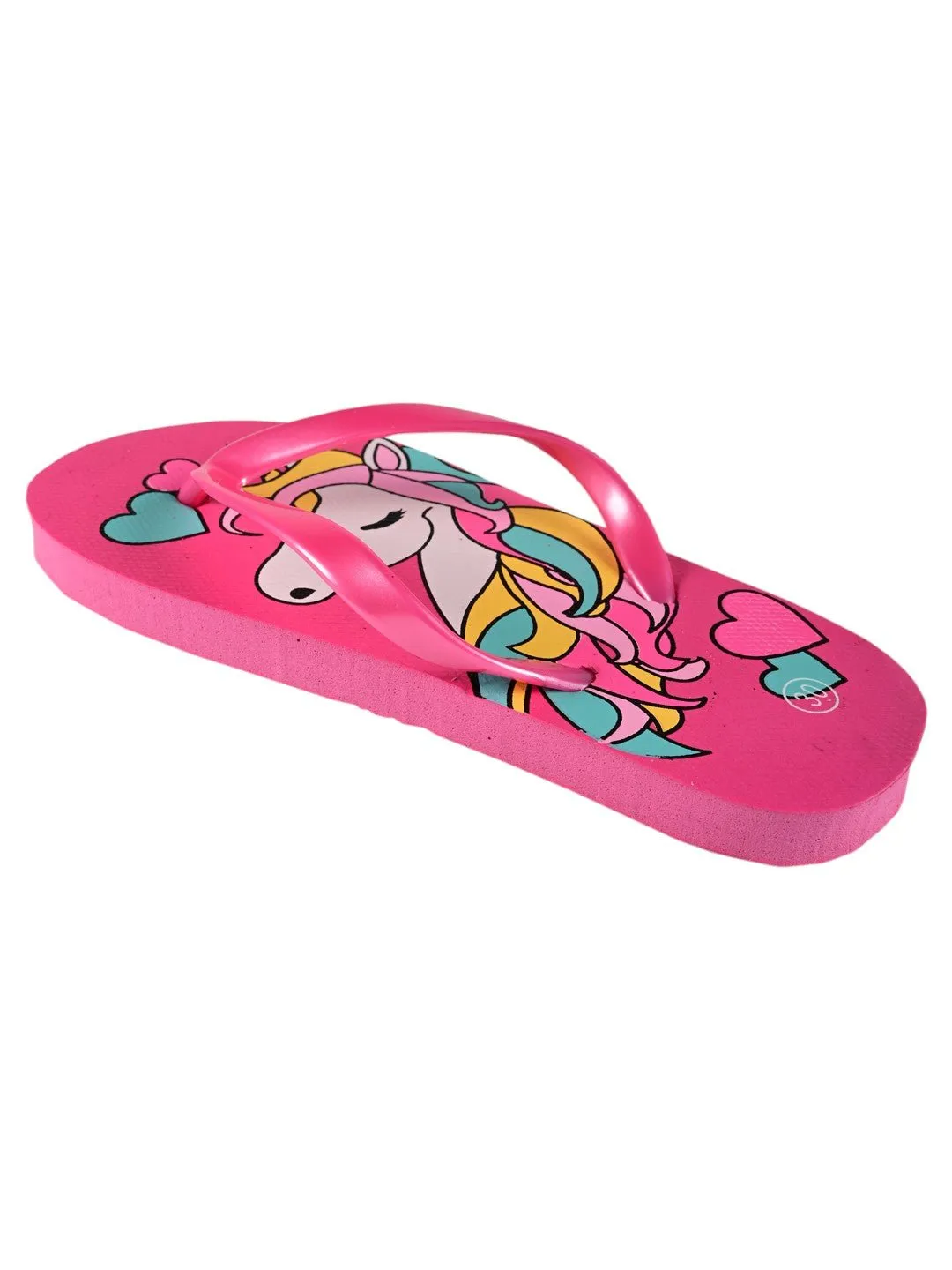 Unicorn Flip-Flops for Girls, Dark Pink