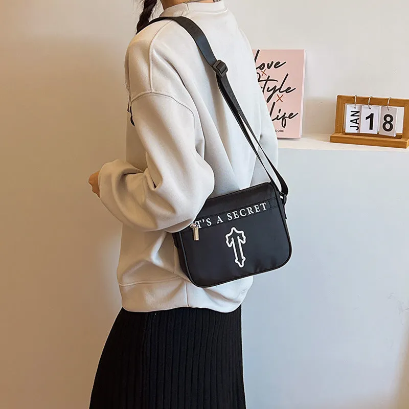 Winter New Black Oxford Cloth Bag Women's Shoulder Messenger Bag All-Matching Men's Couple Storage Bag Foreign Trade Cross-Border