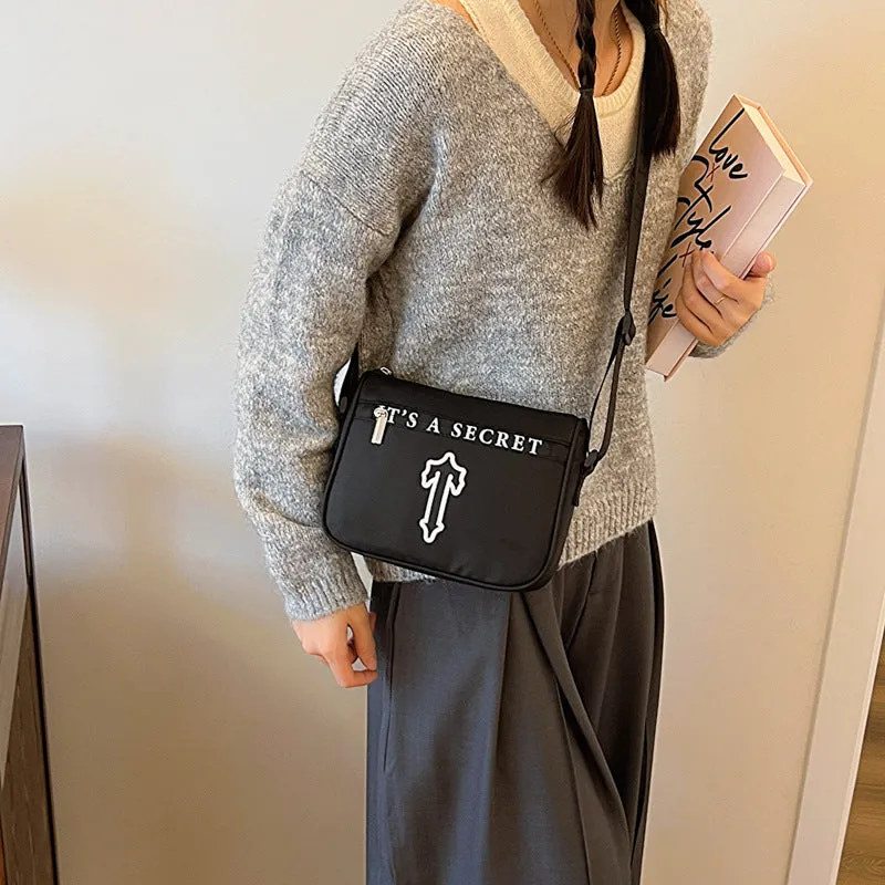 Winter New Black Oxford Cloth Bag Women's Shoulder Messenger Bag All-Matching Men's Couple Storage Bag Foreign Trade Cross-Border